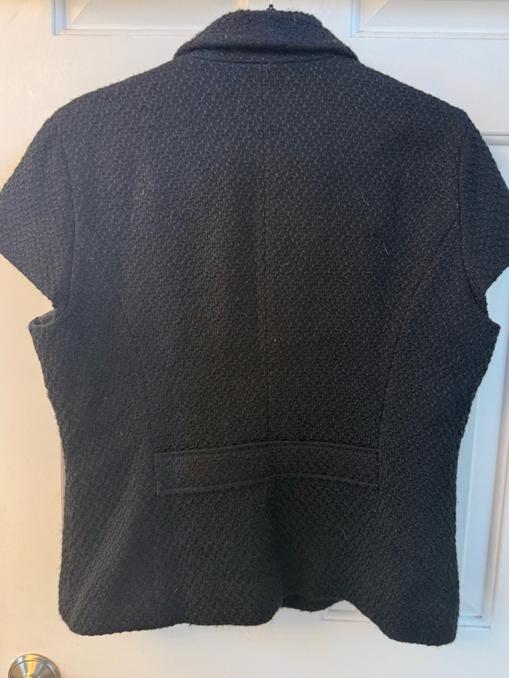 Coldwater Creek Black Textured Short-Sleeve Button Jacket - Picture 2 of 2